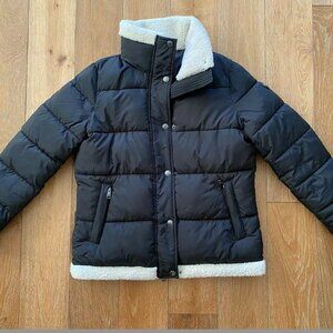 Michael Kors Faux Shearling Trim Quilted Puffer Jacket size M